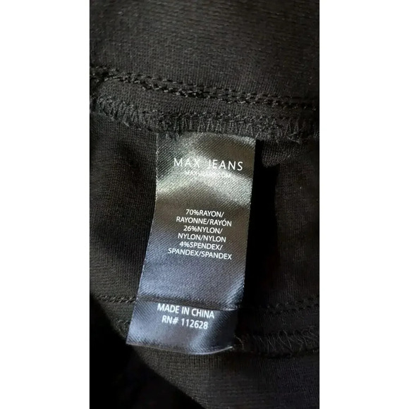 Max Jeans Dress Pants 18W Black Stretch Solid Logo Ponte Knit Back Pockets - Picture 6 of 12